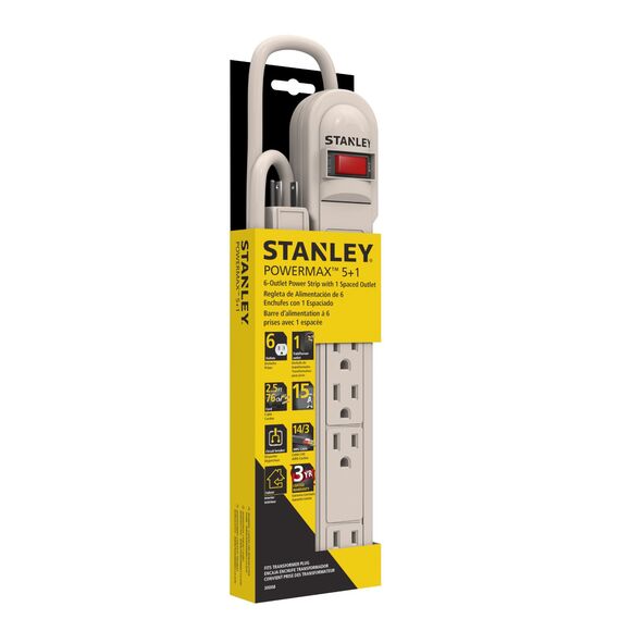 New STANLEY 6-Outlet Power Strip with Spaced Outlet - Picture 3 of 5